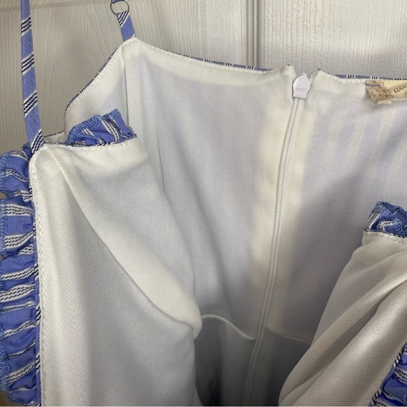 Altar'd State Blue and White Striped Mini Dress With Ruffle Trim Size Small GUC - Picture 6 of 6
